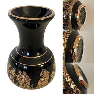 Special Fintias Black & Gold Greek Mythology Handmade Mini Vase in 24k Gold